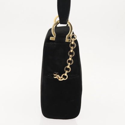 Salvatore Ferragamo Gancini Shoulder Bag Suede, BLACK, SUEDE, Shoulder bag