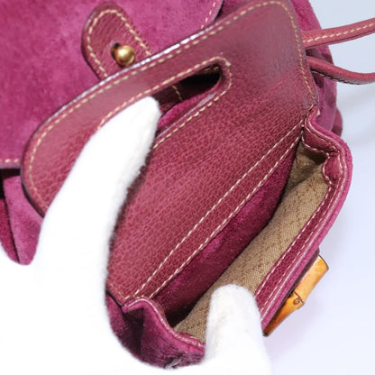 Gucci Vintage Bamboo Backpack Suede, PURPLE, SUEDE, Backpack