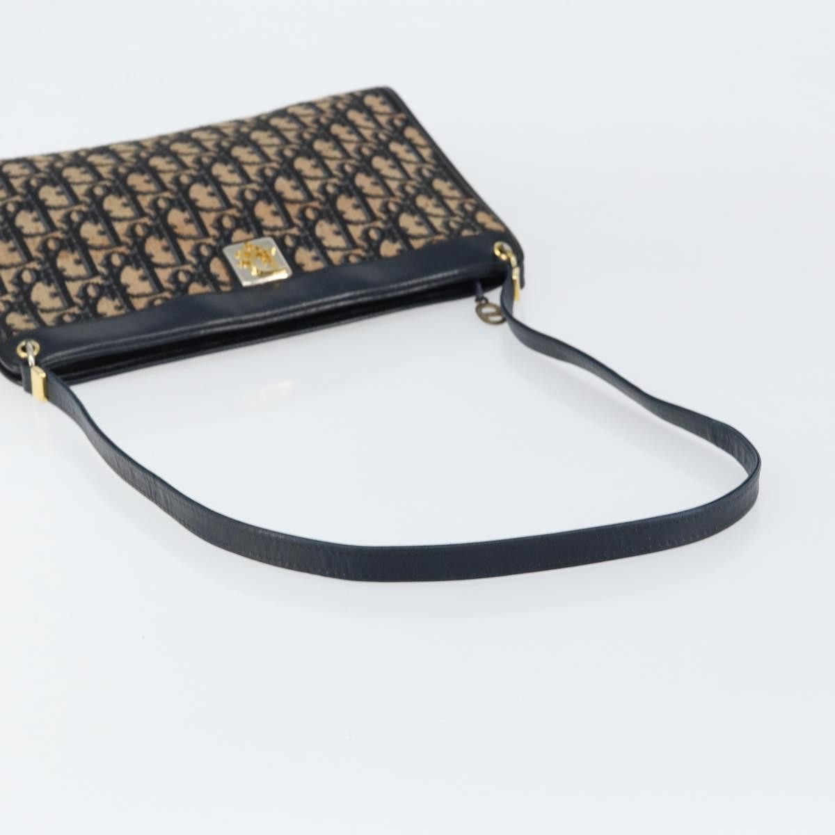 Christian Dior Vintage Trotter Shoulder Bag Canvas, NAVY, CANVAS, Shoulder bag