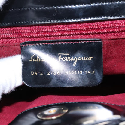 Salvatore Ferragamo Gancini handbag Patent leather, BLACK, PATENT_LEATHER, Handbag