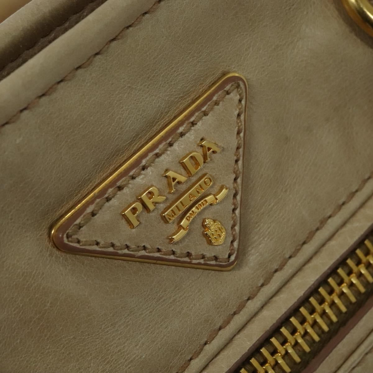 Prada Front Pocket Convertible Tote Leather, BEIGE, LEATHER, Tote bag
