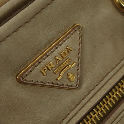 Prada Front Pocket Convertible Tote Leather, BEIGE, LEATHER, Tote bag