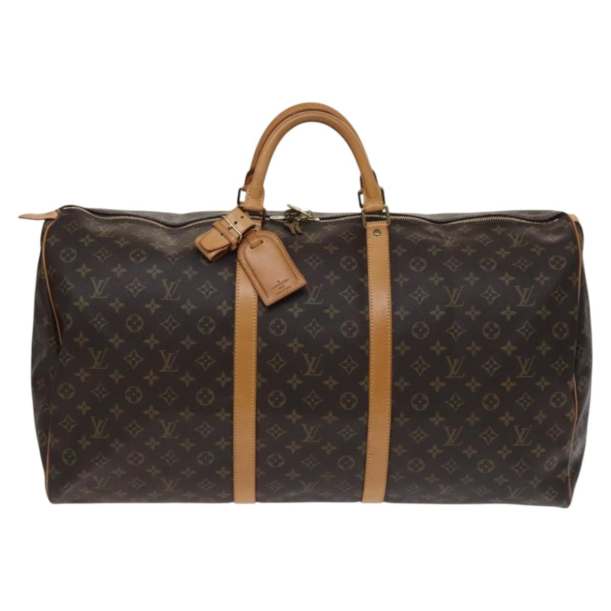 Louis Vuitton Keepall Bag Monogram Canvas, BROWN, CANVAS, Travel bag