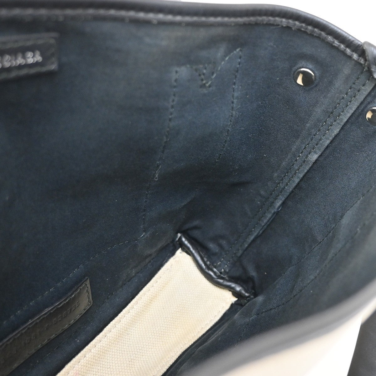 Balenciaga Navy Cabas Canvas with Leather, NAVY, CANVAS, Tote bag