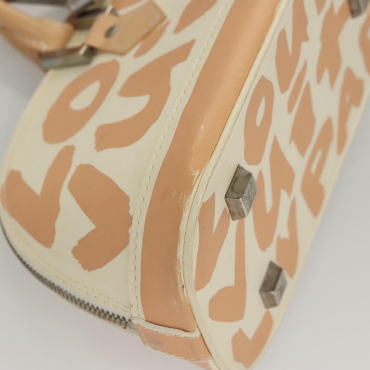 Louis Vuitton Alma Handbag Limited Edition Graffiti Leather, WHITE, CANVAS, Handbag