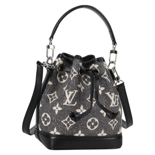 Louis Vuitton Noe NM Handbag Monogram Jacquard Denim, BLACK, CANVAS, Shoulder bag