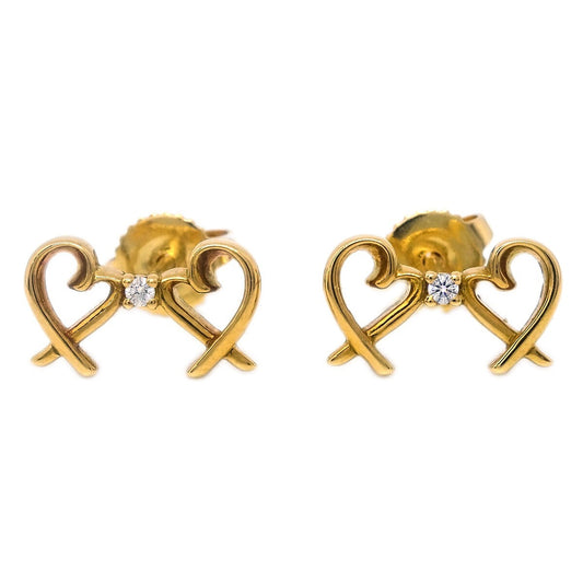 Tiffany & Co. Paloma Picasso Double Loving Heart Earrings 18K Yellow Gold with Diamonds, GOLD, YELLOW_GOLD, Earrings