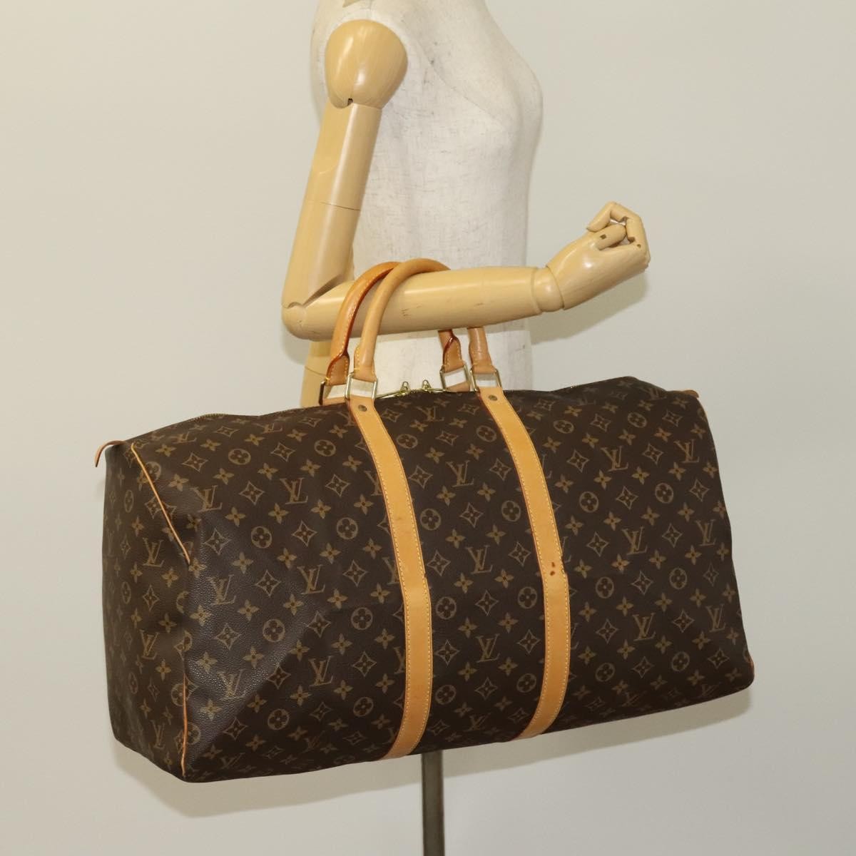 Louis Vuitton Keepall Bag Monogram Canvas, BROWN, CANVAS, Travel bag