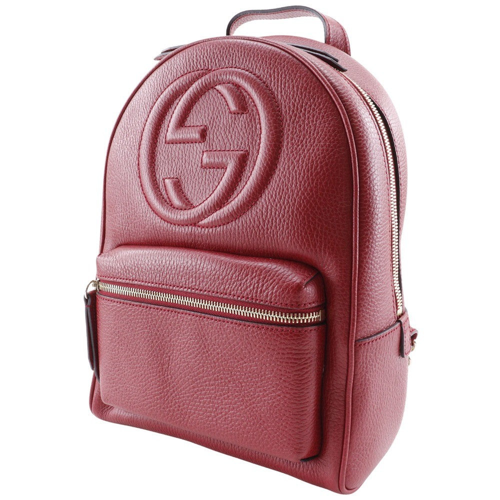 Gucci Soho Chain Backpack Leather, RED, LEATHER, Backpack