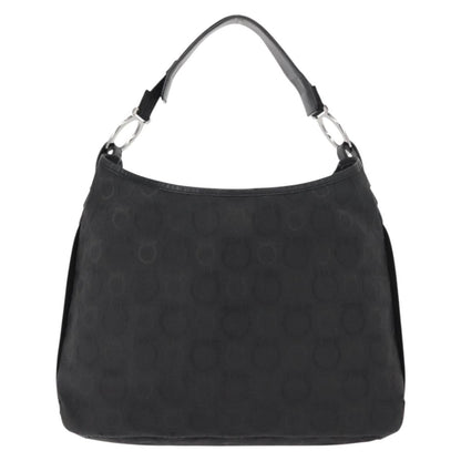 Salvatore Ferragamo Vintage Gancini Convertible Top Handle Bag Canvas, BLACK, CANVAS, Shoulder bag
