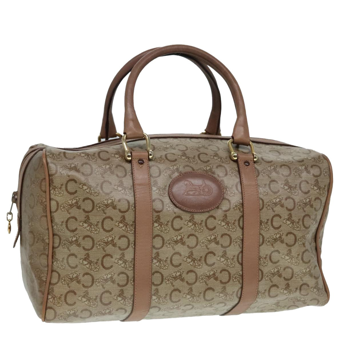 Celine Vintage Macadam Handbag Macadam, BEIGE, LEATHER, Handbag
