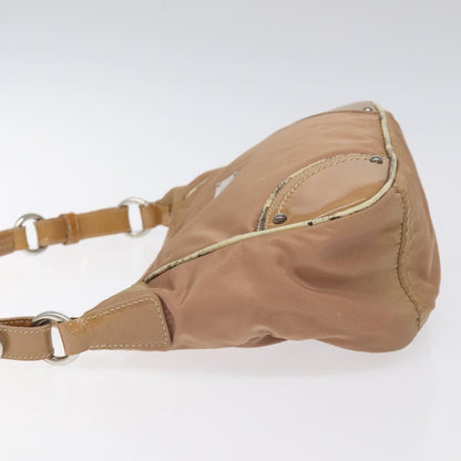 Prada Zip Hobo Tessuto with Leather, BEIGE, NYLON, Shoulder bag