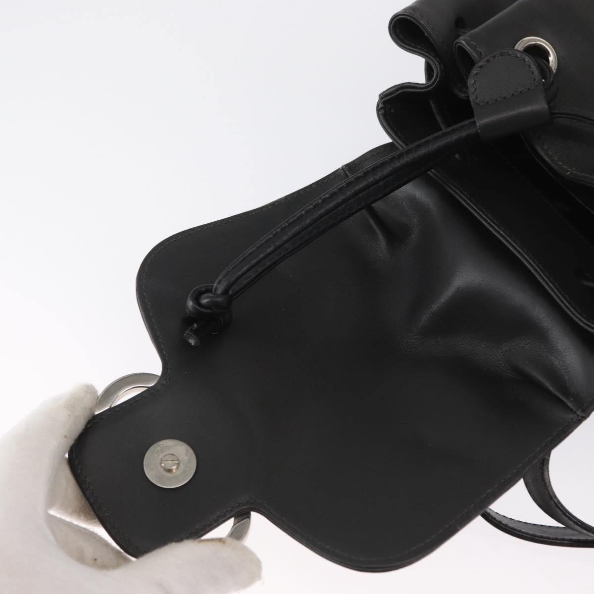 Salvatore Ferragamo Gancini Flap Drawstring Backpack Leather, BLACK, LEATHER, Backpack