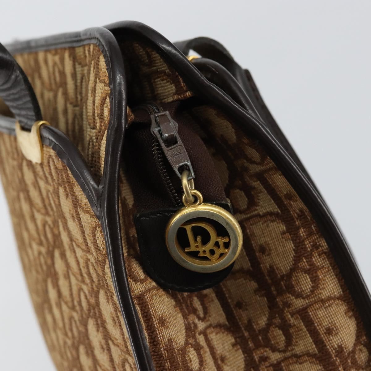 Christian Dior Vintage Trotter Handbag Canvas, BEIGE, CANVAS, Handbag