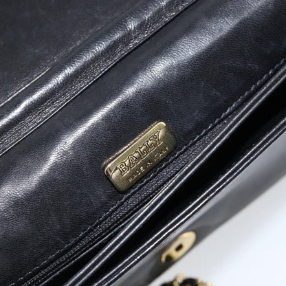 Bally Vintage Chain Shoulder Bag Quilted Leather, BLACK, LEATHER, Shoulder bag