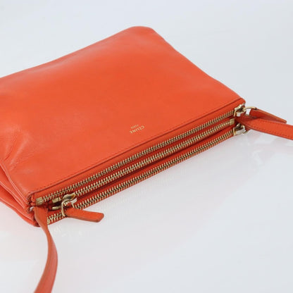 Celine Trio Crossbody Bag Leather, ORANGE, LEATHER, Shoulder bag