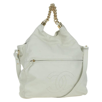 Chanel Rodeo Drive Hobo Leather, WHITE, LEATHER, Handbag