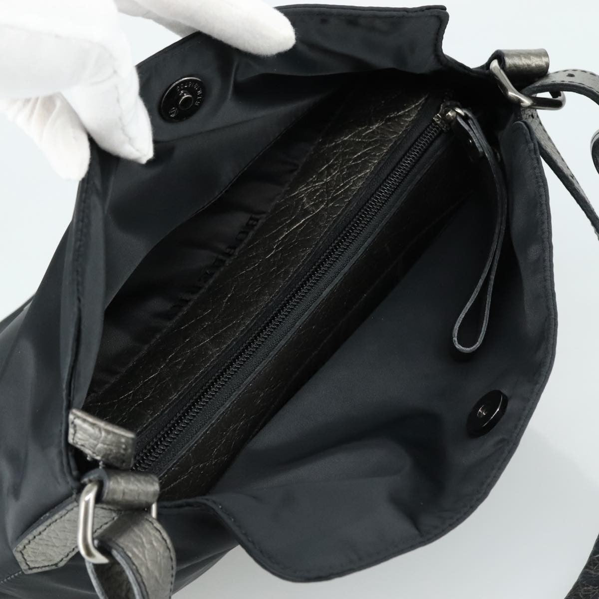 Burberry Vintage Shoulder Bag Nylon, BLACK, NYLON, Shoulder bag