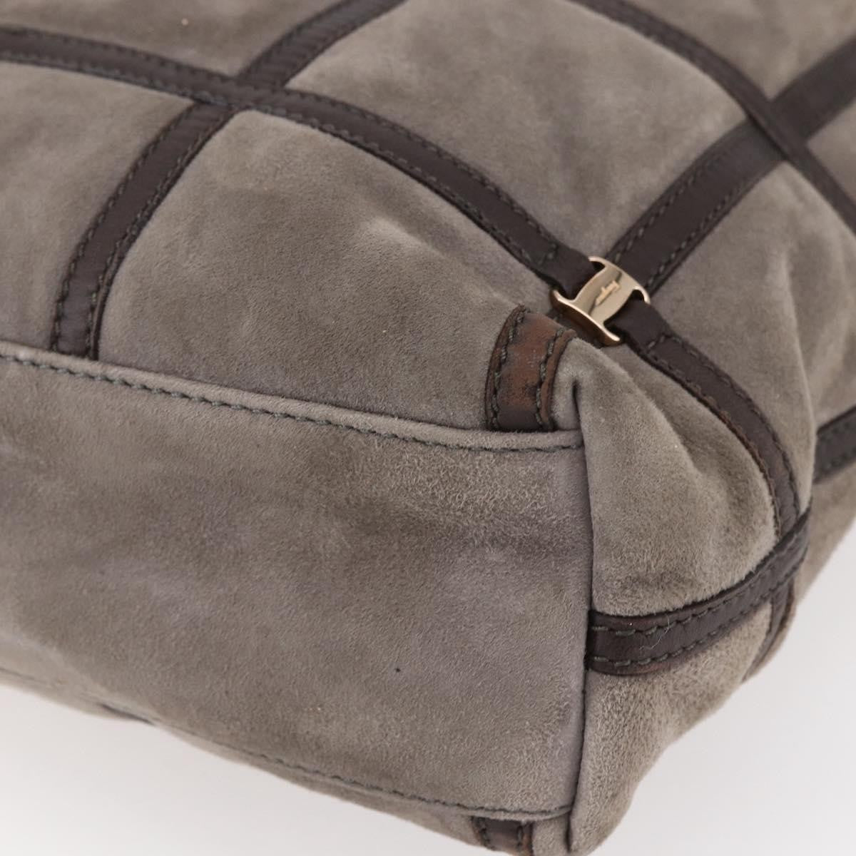 Salvatore Ferragamo Vala Shoulder Bag Suede, BROWN, SUEDE, Shoulder bag