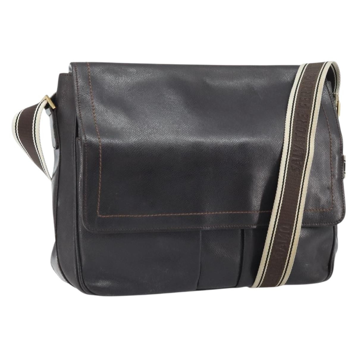 Salvatore Ferragamo Vintage Shoulder Bag Leather, BROWN, LEATHER, Shoulder bag