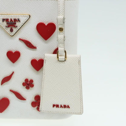 Prada Panier Bucket Bag Embellished Saffiano Leather, WHITE, LEATHER, Handbag