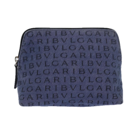 Bvlgari B.Zero1 Logomania Bag Canvas with Leather, BLUE, CANVAS, Clutche & pouche