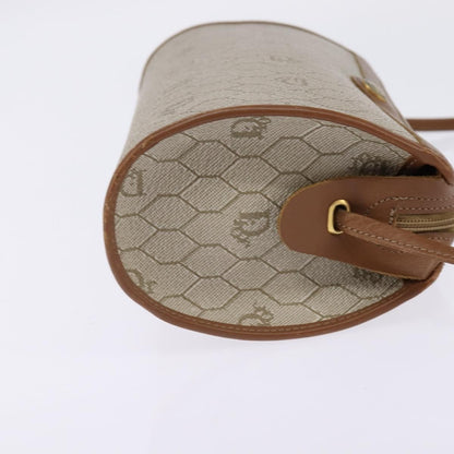 Christian Dior Vintage Honeycomb Shoulder Bag Canvas and Leather, BEIGE, CANVAS, Shoulder bag