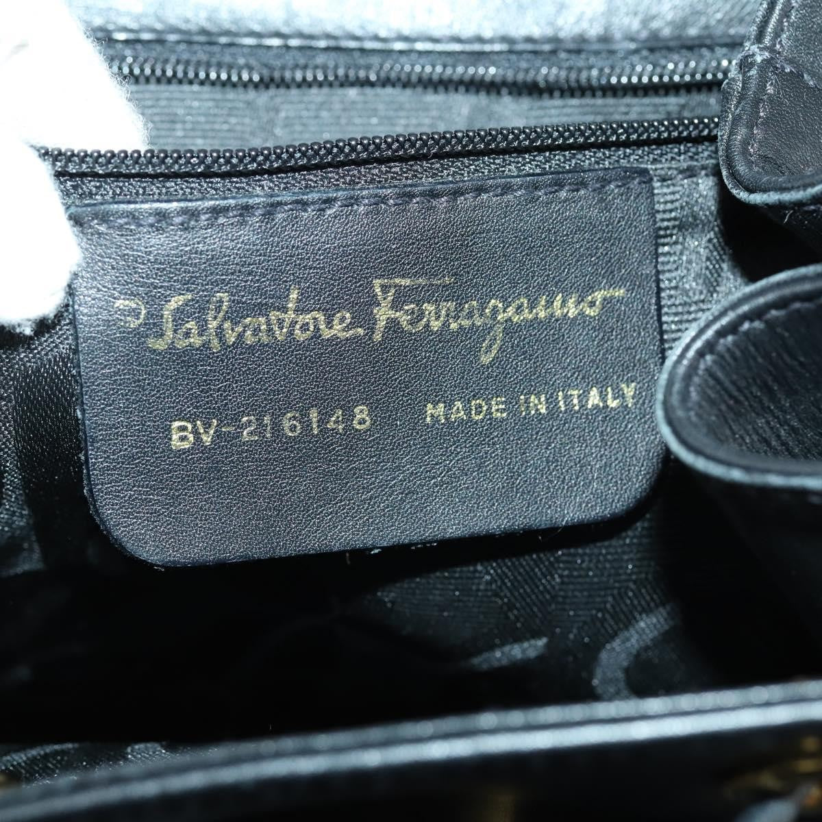 Salvatore Ferragamo Gancini Backpack Leather, BLACK, LEATHER, Backpack