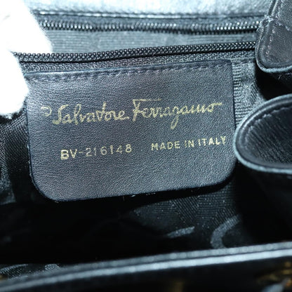 Salvatore Ferragamo Gancini Backpack Leather, BLACK, LEATHER, Backpack