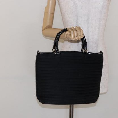 Gucci Vintage Bamboo Handle Bag Nylon, Black, Nylon, Handbag