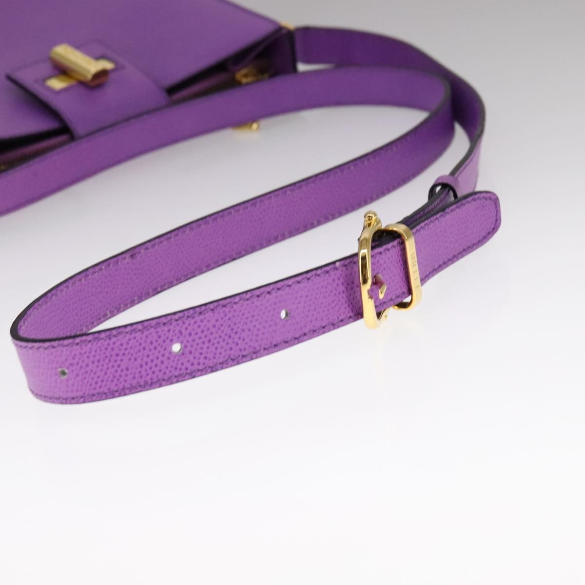 Celine Vintage turn lock shoulder bag Leather, PURPLE, LEATHER, Shoulder bag