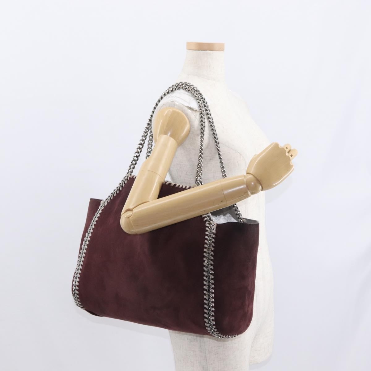 Stella McCartney Falabella Reversible Tote Shaggy Deer, BURGUNDY, POLYESTER, Tote bag