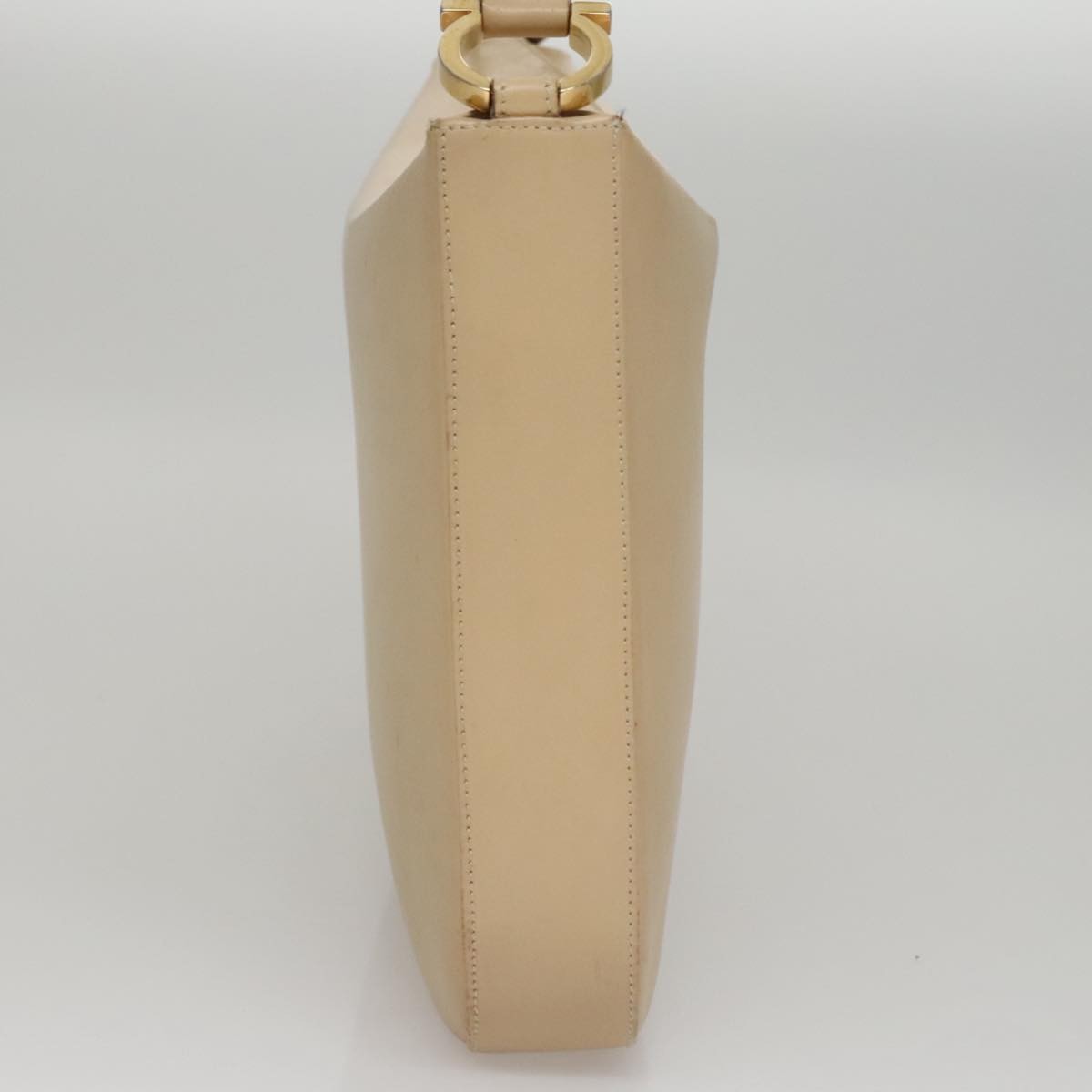 Salvatore Ferragamo Gancini Shoulder Bag Leather, BEIGE, LEATHER, Shoulder bag