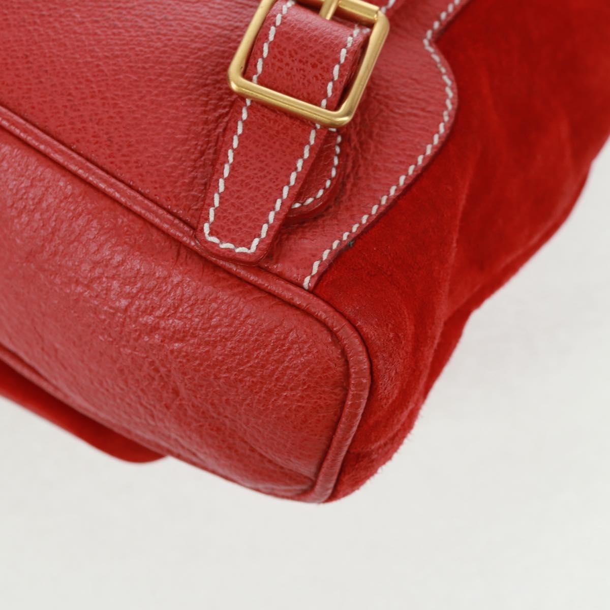 Gucci Vintage Bamboo Backpack Suede, RED, SUEDE, Backpack