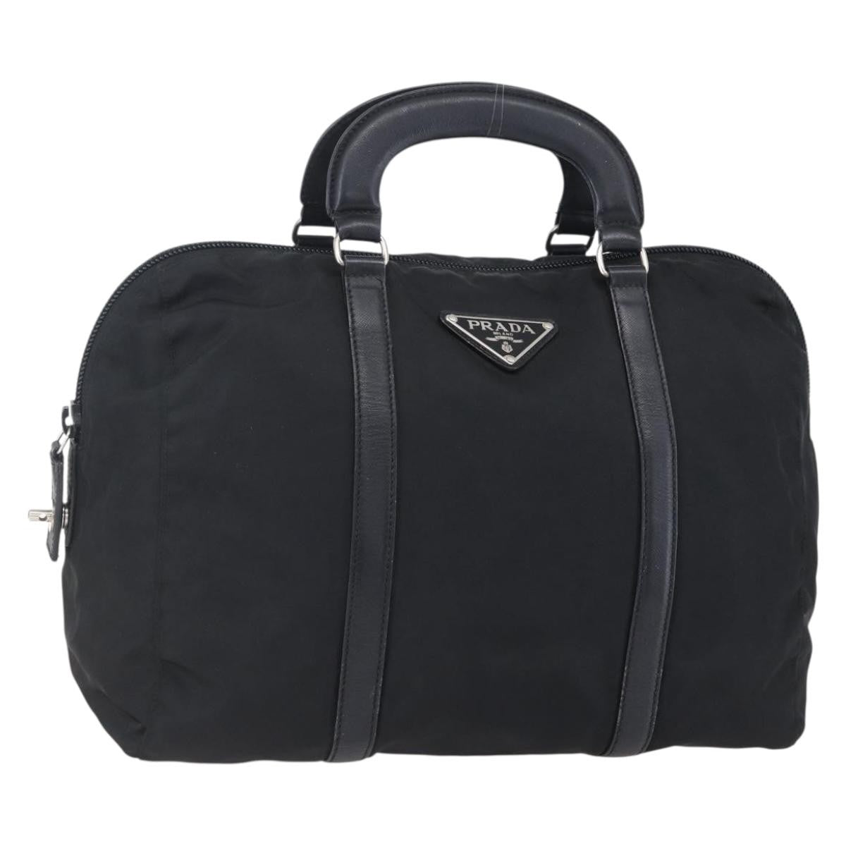 Prada Vintage Zip Handbag Tessuto, BLACK, NYLON, Handbag