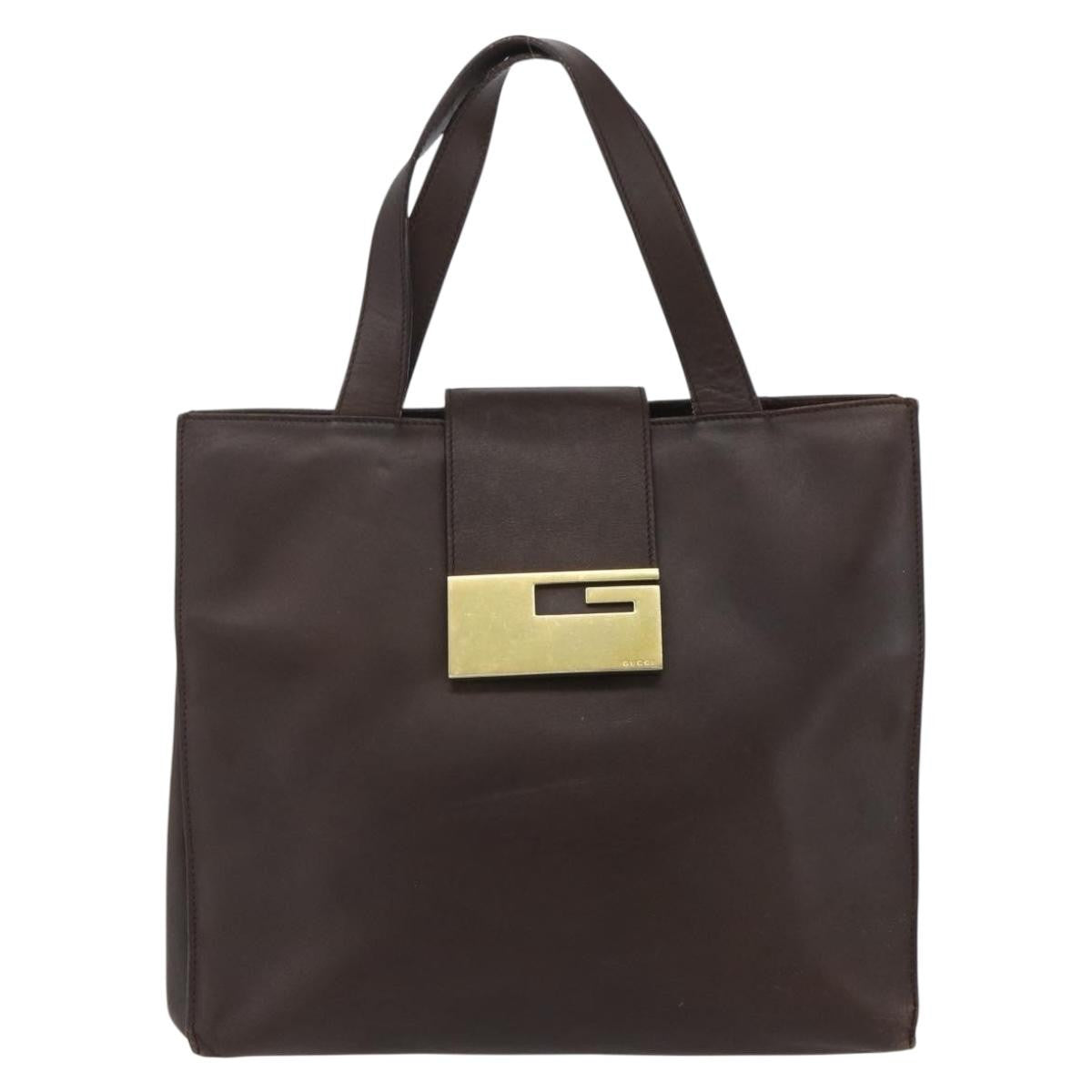 Gucci Vintage Handbag Leather, BROWN, LEATHER, Handbag