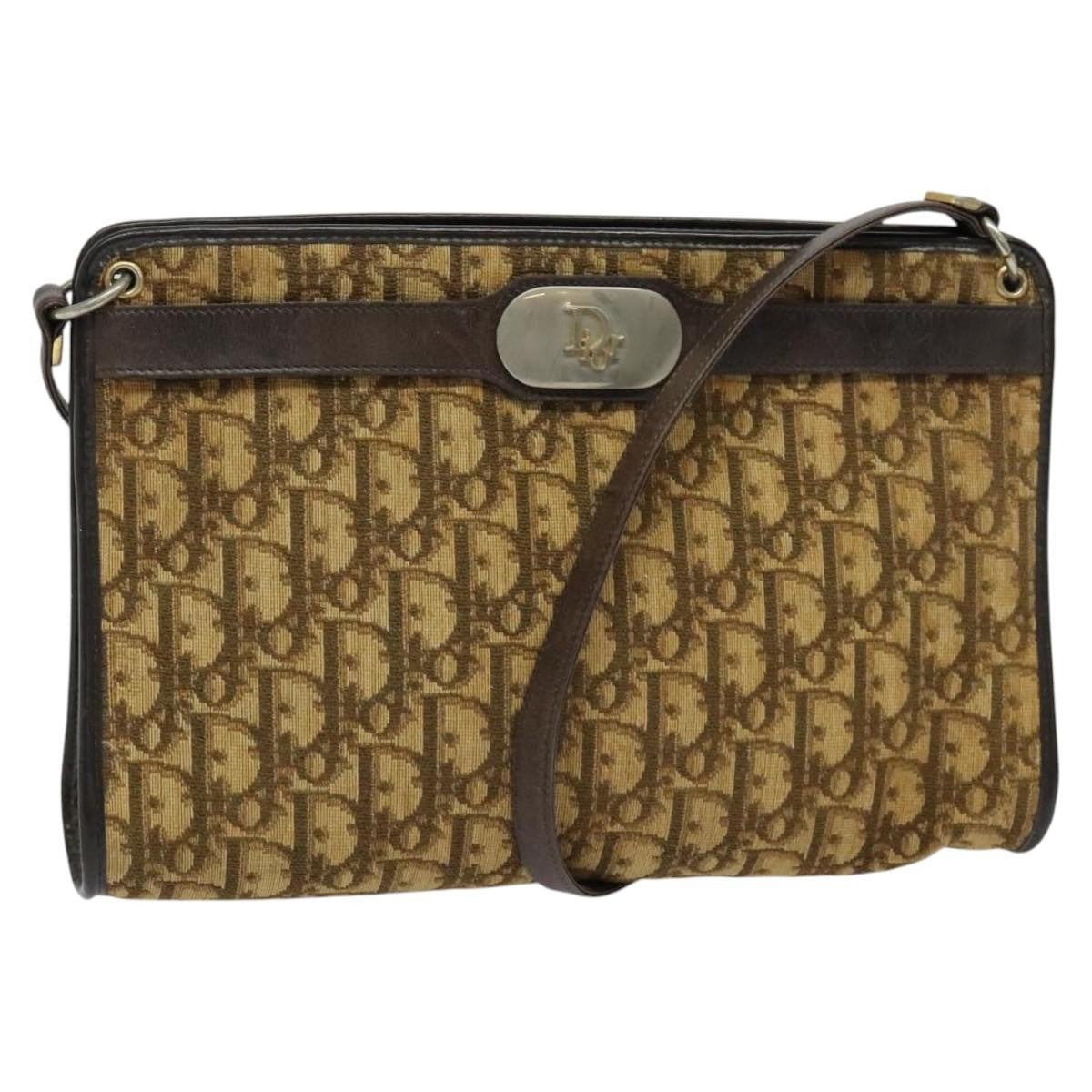 Christian Dior Vintage Trotter Shoulder Bag Canvas, BROWN, CANVAS, Shoulder bag