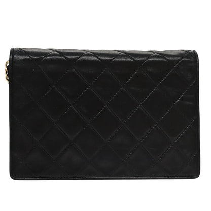 Chanel Vintage Full Flap Shoulder Bag Leather, BLACK, LEATHER, Shoulder bag