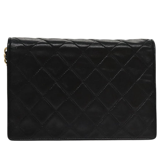 Chanel Vintage Full Flap Shoulder Bag Leather, BLACK, LEATHER, Shoulder bag
