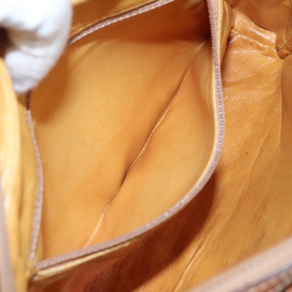 Celine Vintage Macadam Shoulder Bag Canvas and Leather, Beige, Canvas, Shoulder Bag