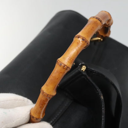 Gucci Vintage Bamboo Backpack Leather, BLACK, LEATHER, Backpack