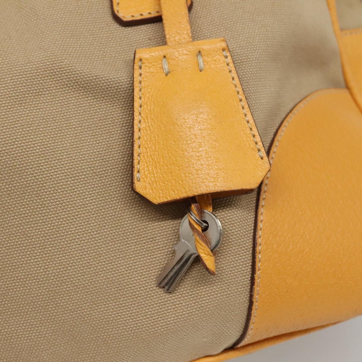 Prada Bauletto Bag Canvas with Leather, BEIGE, CANVAS, Handbag