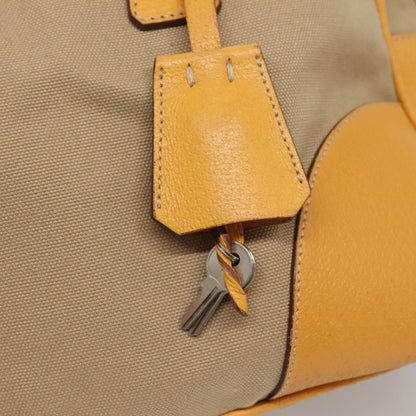 Prada Bauletto Bag Canvas with Leather, BEIGE, CANVAS, Handbag