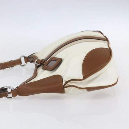 Prada Vintage Shoulder Bag Nylon and Leather, BEIGE, NYLON, Shoulder bag