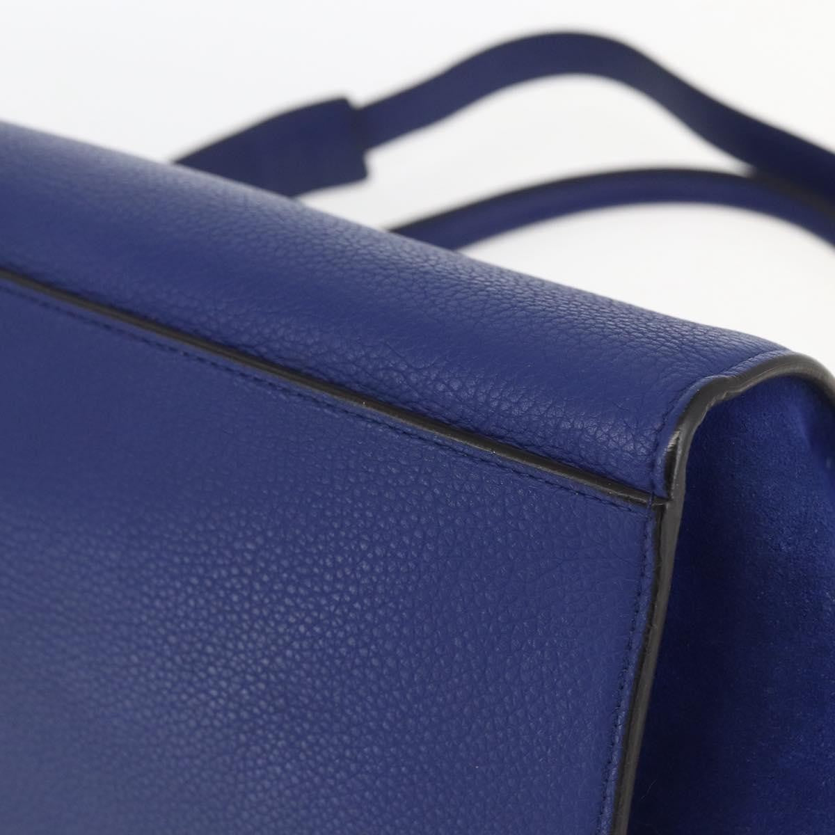 Celine Trapeze Bag Leather with Suede, BLUE, LEATHER, Handbag