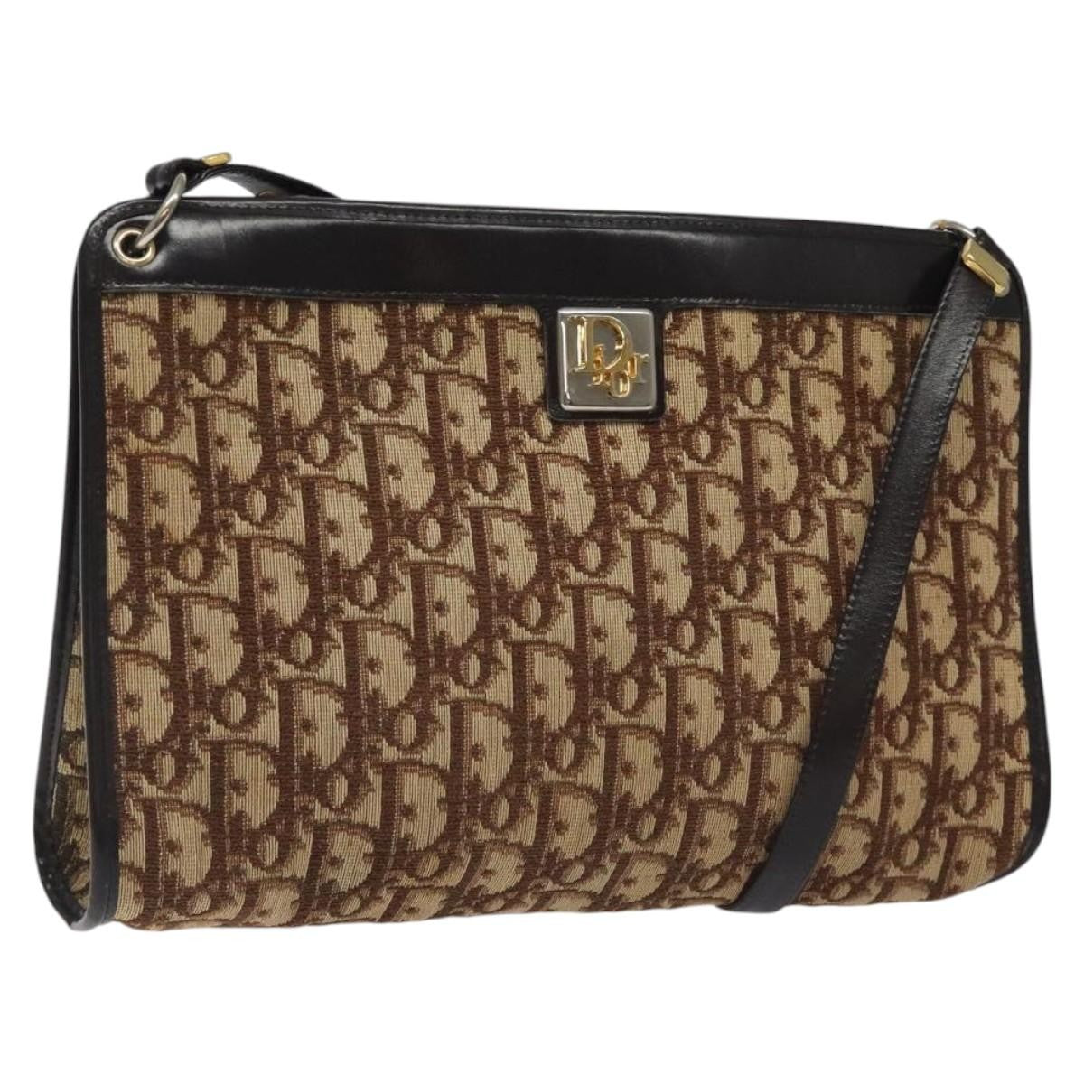 Christian Dior Vintage Trotter Shoulder Bag Canvas, BROWN, CANVAS, Shoulder bag