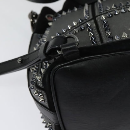 Christian Louboutin Lucky L Convertible Backpack Spiked Leather and Suede, BLACK, LEATHER, Backpack