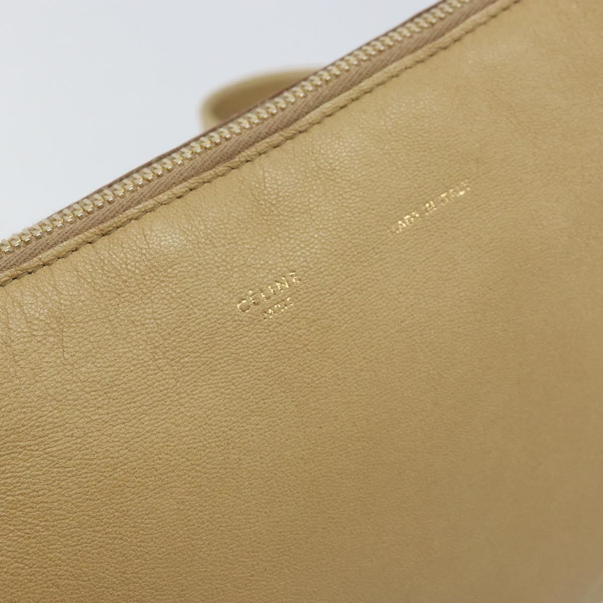 Celine Vintage Shoulder Bag Leather, BEIGE, LEATHER, Shoulder bag