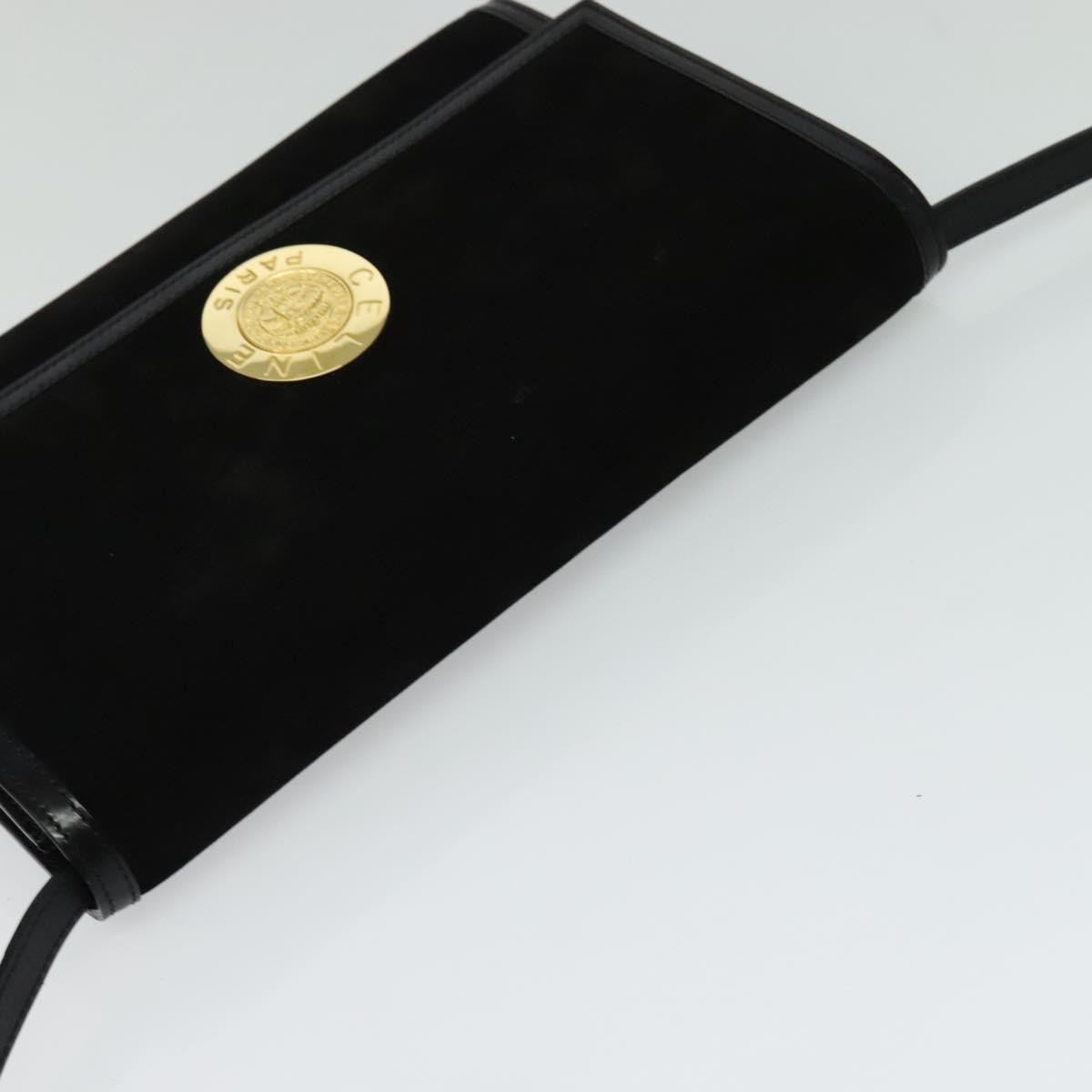 Celine Vintage Shoulder Bag Suede, BLACK, SUEDE, Shoulder bag