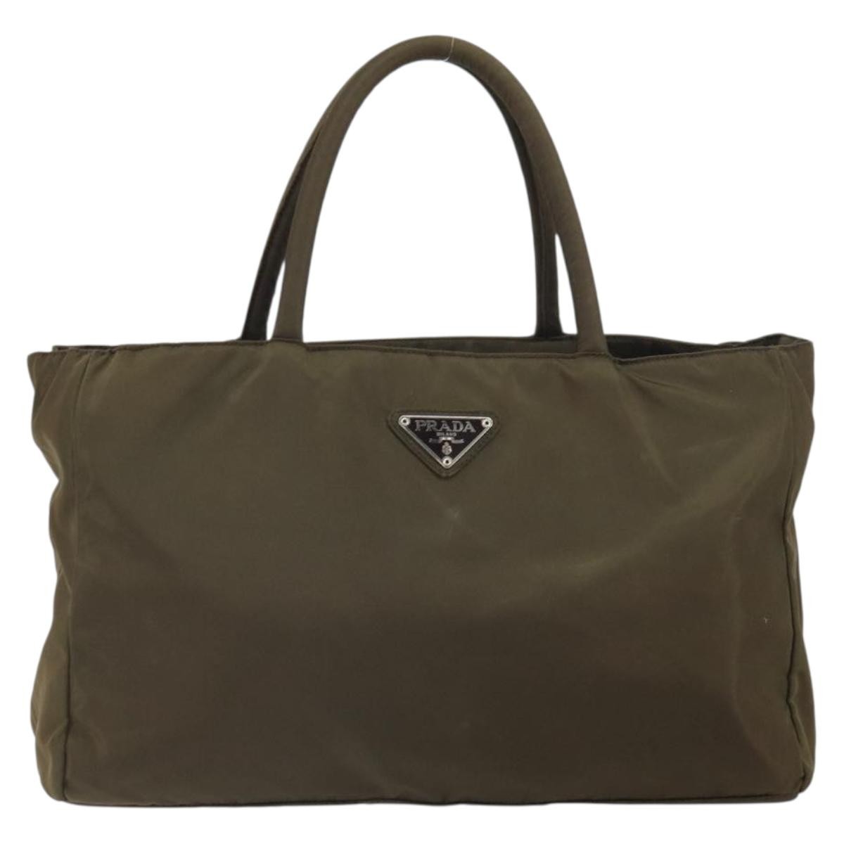 Prada Open Tote Tessuto, KHAKI, NYLON, Handbag